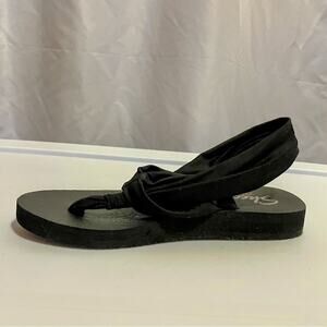Skechers Meditation Studio Yoga Foam Sandal Women's 6 Black Ankle Wrap Comfort